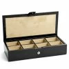 Redd Leather - Crocodile Print Leather Cufflink Box Black