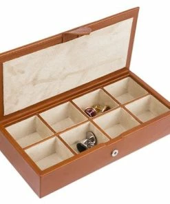 Redd Leather - Leather Cufflink Box Cognac