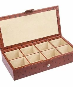 Redd Leather - Ostrich Leather Cufflink Box Tan