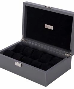 Renzo Romagnoli Renzo - Leather Watch Box For Ten Watches Grey