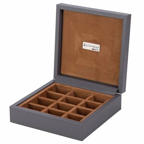 Renzo Romagnoli Renzo - Grey Leather Cufflink Box 12 Compartments 1 Renzo Romagnoli Renzo - Grey Leather Cufflink Box 12 Compartments