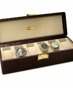 Renzo Romagnoli Renzo - Crocodile Print Watch Box For Six Watches Brown
