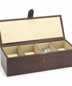 Redd Leather - Crocodile Leather Watch Box Large Brown